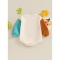 thumbnail image 4 of Caoirhny Baby Romper, Long Sleeve Crew Neck Letters Print Contrast Color Fall Bodysuit Thanksgiving Clothes for Girls Boys, 4 of 9