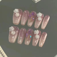 thumbnail image 1 of Pegatinas de uñas de manicura desmontables con cristales brillantes blancos sin tirantes para un cuidado moderno, 1 of 4