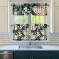 thumbnail image 3 of Kitchen Curtains 24 Inch Short - 3 Panel Set, Rod Pocket Window Curtain with Tropical Leaf Botanical Print, 100% Polyester for Farmhouse, Cafe, Kitchen, Bedroom, Easy Wash, 3 of 6