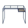 thumbnail image 3 of Tcbosik Modern Glass Writing Desk with Storage Shelf, 48” Home Office Computer Table with Metal Frame in Blue, for Bedroom, Study, Living Room, 3 of 11