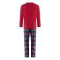 thumbnail image 4 of Family Matching Christmas Pajamas Set Solid Color Long Sleeve Tops Plaid Pants for Adult Kids Baby Dog Sleepwear, 4 of 10