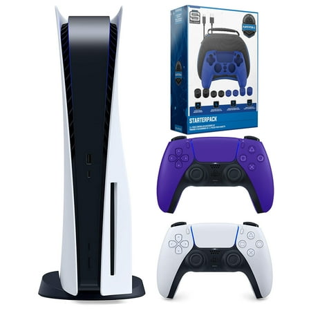 Sony Playstation 5 Disc with Extra Controller and Gamer Starter Pack Bundle - Galactic Purple