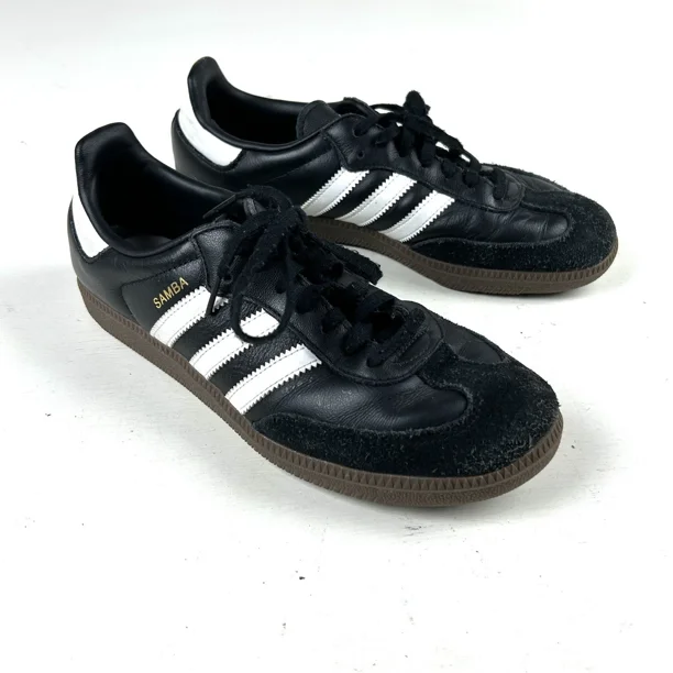 Ad-id-as Samba Shoes Black Leather Sneakers Mens 6.5 Soccer Casual Gym Trainers