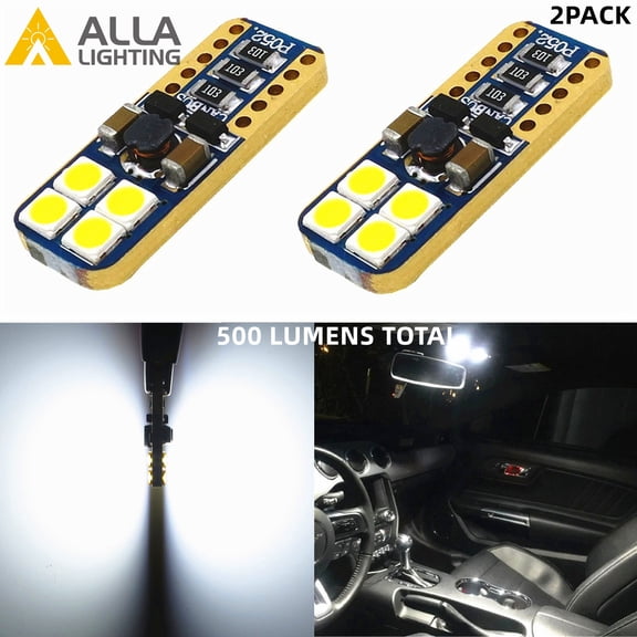 Alla Lighting CAN-BUS Error Free Super Bright T10 Wedge 194 168 2825 175 W5W LED Bulbs - High Power 3030 SMD LED Light Bulbs Lamp Replacement (6000K White)
