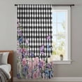 thumbnail image 3 of Spring Floral Sheer Curtains 63 Inches Long, Black White Checkered Farmhouse Butterfly Light Filering Curtains, Breathable Simi Curtain Privacy Drapes for Living Room Bedroom Window Treatment, 3 of 9