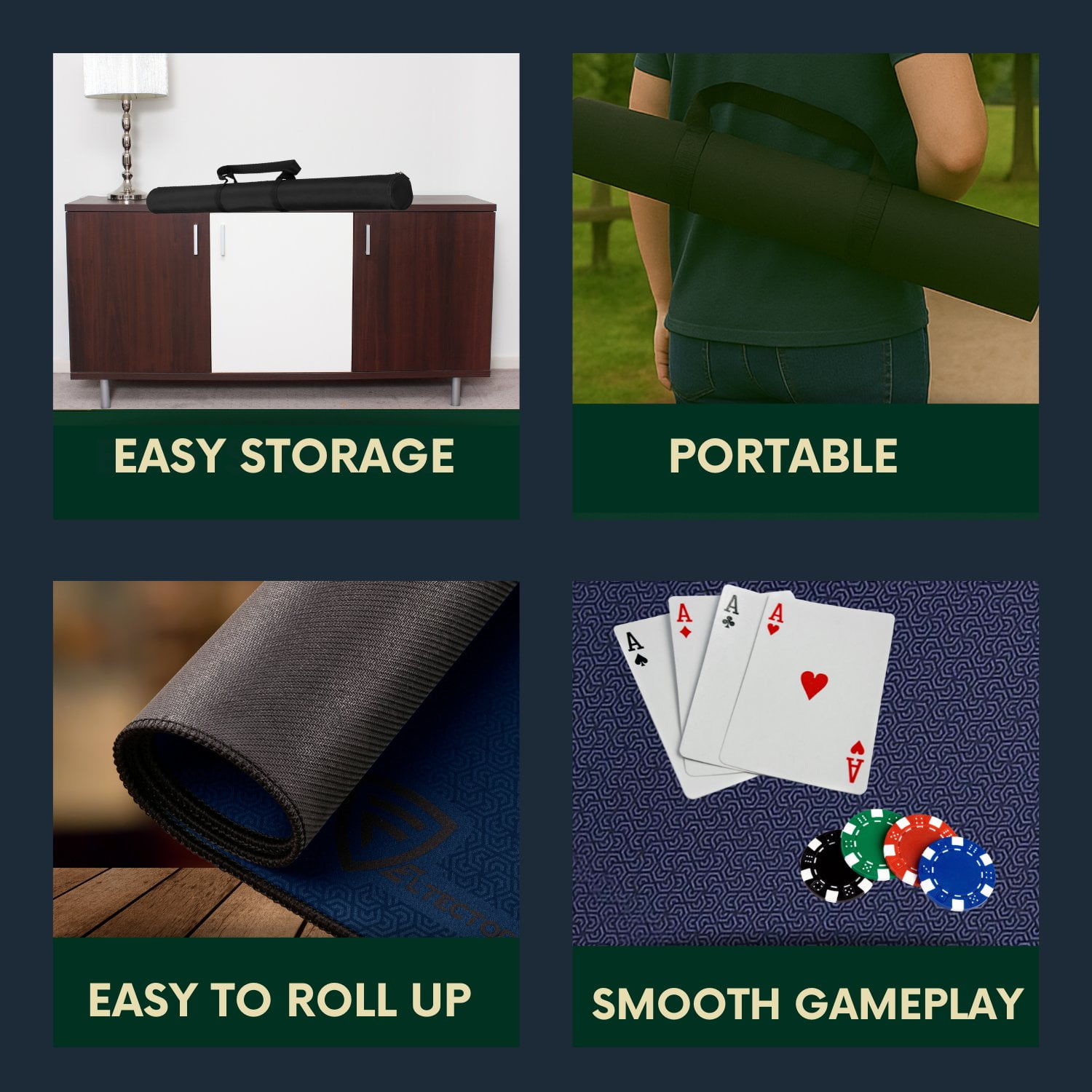 Feltectors Board Game Mat, Table Cover for Mahjong, Poker, Playing Cards, Tile Games, Dominoes 72 x 30 inch