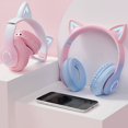 thumbnail image 4 of Auriculares con Luz de Flash LED Lindos Orejas de Gatos Auriculares InaláMbricos con MicróFono NiñOs NiñAs Auriculares de MúSica EstéReo TWS Bluetooth 5.0 B, 4 of 10