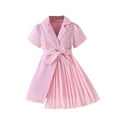thumbnail image 1 of Odeerbi Vestido de Manga Corta de Las Niñas Blazer Con Solapa Entallada Vestido Plisado de Línea A Con Cinturón, 1 of 8