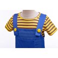 thumbnail image 5 of Funny Cartoon Blue Overalls and Short Sleeve T Shirt Cosplay Costume Set Striped Jumpsuit for Halloween Dress Up, 5 of 10