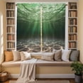 thumbnail image 2 of Dark Green Ocean Waves Kitchen Curtains 63 Inch Length, Summer Beach Coastal Abstract Tiers Curtains for Living Room Berdoom Bathroom, Light Filtering Drapes Window Treatment 2 Panels 42"Wx63"L, 2 of 8