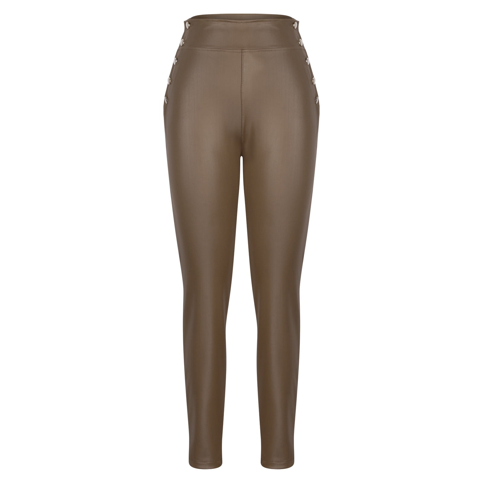 Pu Leather Pants for Women Sexy Tight Stretchy High Waist Button