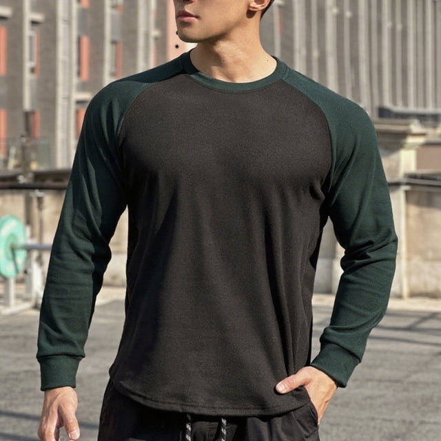 pstuiky manga larga para hombre, Suéter informal de moda para hombre, color liso, manga larga y cuello redondo. tops de invierno para hombre xl