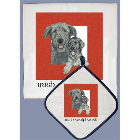 Pipsqueak Productions DP500 Dish Towel and Pot Holder Set - Irish Wolfhound