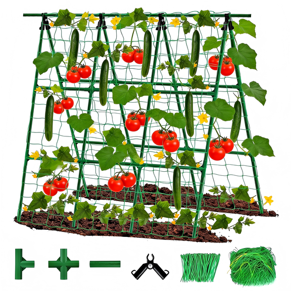 Efoee Garden Trellis 62 in x 47 in Green Metal A-Shape Trellises