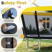 Gymax 15 FT Outdoor Trampoline w/Non-Slip Ladder Enclosure Net & Anti-Rust Coating Yellow & Black