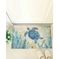 thumbnail image 4 of Shag Bath Rugs Nautical Sea Turtle Blue Gradient Plush Soft Fluffy Doormat Floor Carpet,Non-Slip Living Room Bedroom Kitchen Entryway Door Mats Coastal Coral Retro Letter, 4 of 6