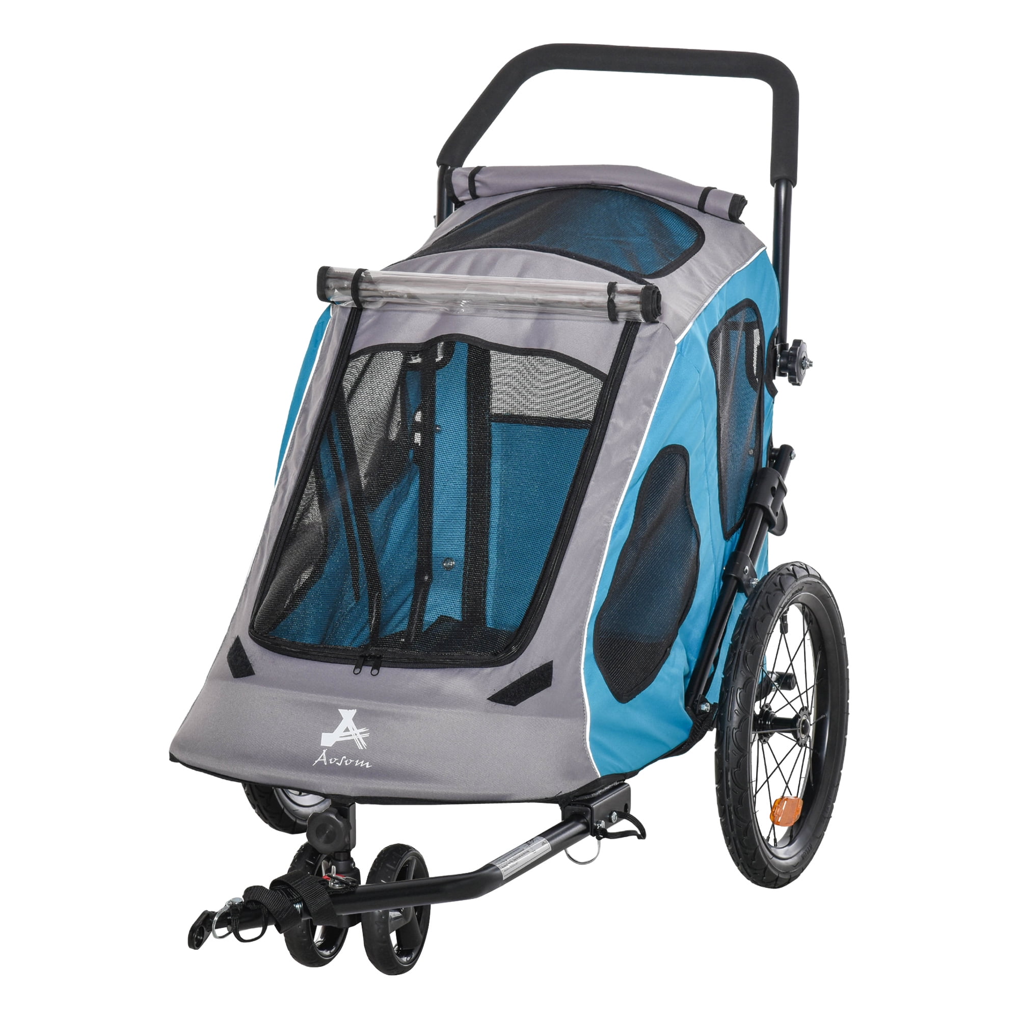 Aosom Dog Bike Trailer 2 In 1 Pet Stroller Cart Bicycle Wagon Cargo Carrier Attachment For Travel With 360 Swivel Wheel Reflectors Parking Brake Strap
