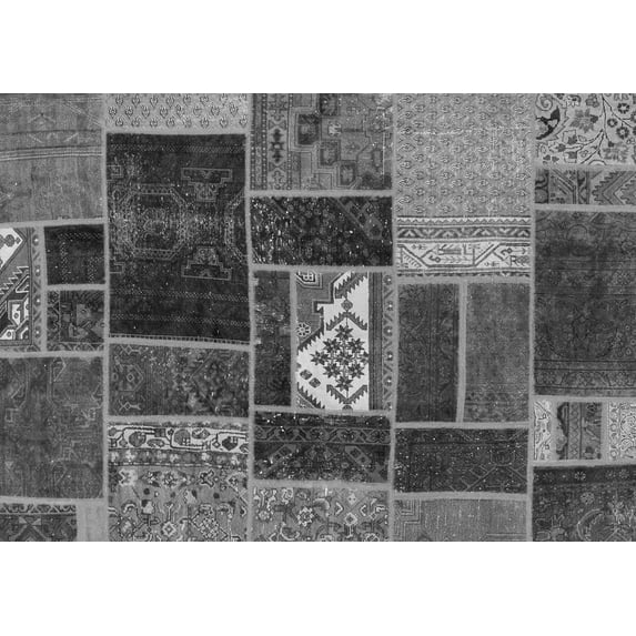 Ahgly Company Indoor Rectangle Patchwork Gray Transitional Area Rugs, 6' x 9'