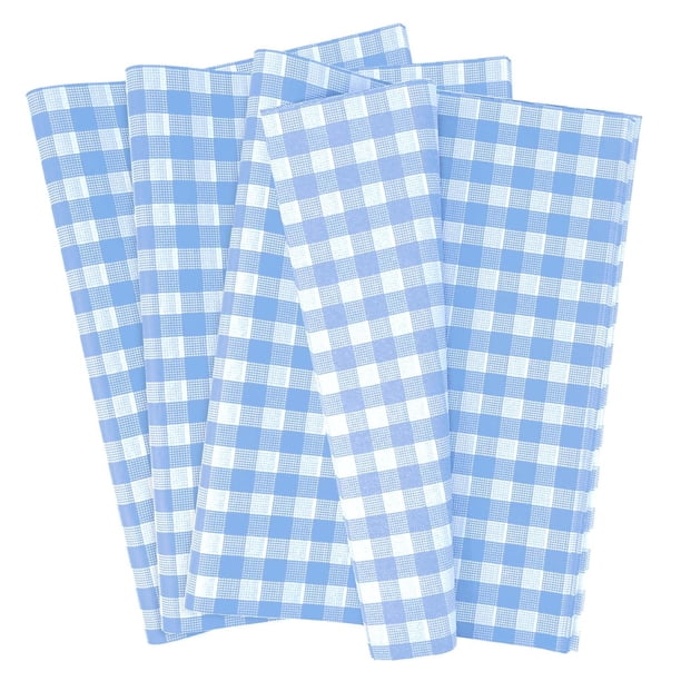 Papel de seda MUNILAIL a cuadros, azul claro/blanco, 50 x 35 cm, 100 s