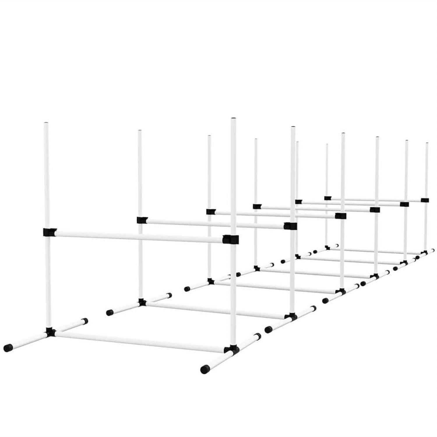 resenkos 6-Piece Dog Agility Set with Height-Adjustable Bars, Carry Bag, Top Bar for Training, Easy Assembly, White