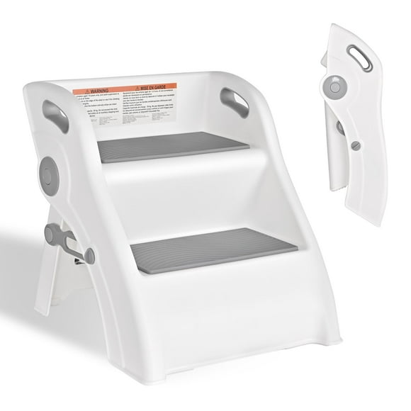 Folding Toddler Step Stool, Anti-Slip 2 Step Stool Kids Training Ladder with Safety Lock for Potty and Bathroom Sink