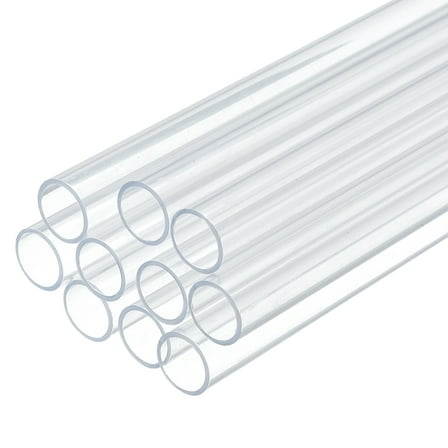 Uxcell 10 Pack Clear Plastic Rigid Tubing 10mm ID x 12mm OD, Round Polycarbonate Tubes for Aquarium Water Pipe