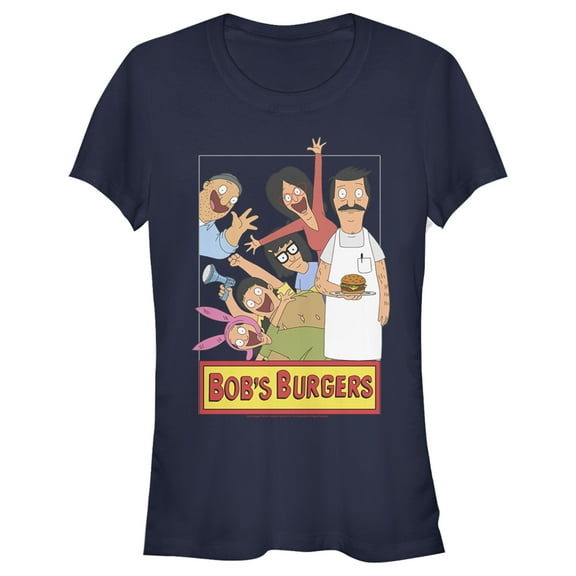 Junior's Bob's Burgers Character Frame  Graphic Tee Navy Blue 2X Large