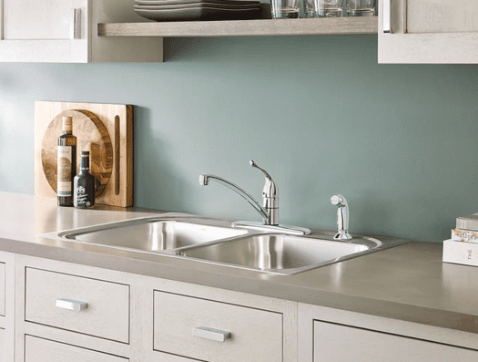Moen 7430SRS Chateau One-Handle Low-Arc Kitchen Faucet with Side Sprayer, Spot Resist Stainless