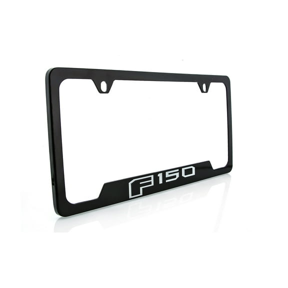 Ford F 150 Black Coated Zinc Metal Bottom Engraved License Plate Frame Holder 2 Hole
