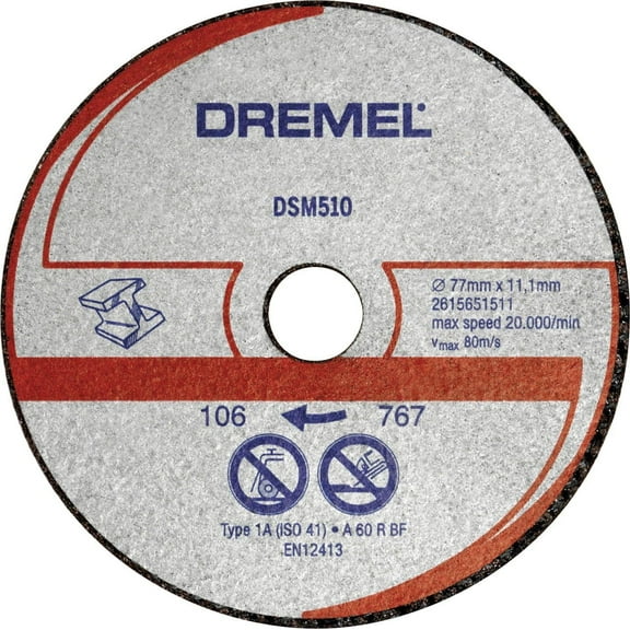 Dremel DSM510 Multifunctional Cutting Disc Multipack, Accessory Set with 3 Cutting Discs 77 mm for Circular Saw for Sawing and Separating Wood and Soft Materials