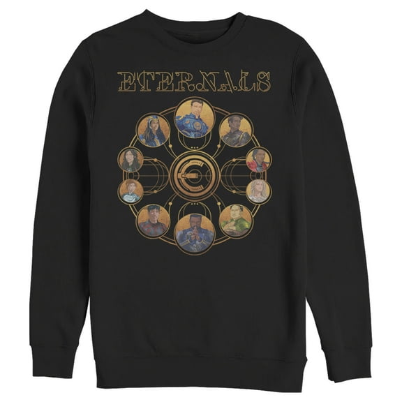 Men's Marvel Eternals Circular Gold Sweatshirt Black 3X Large