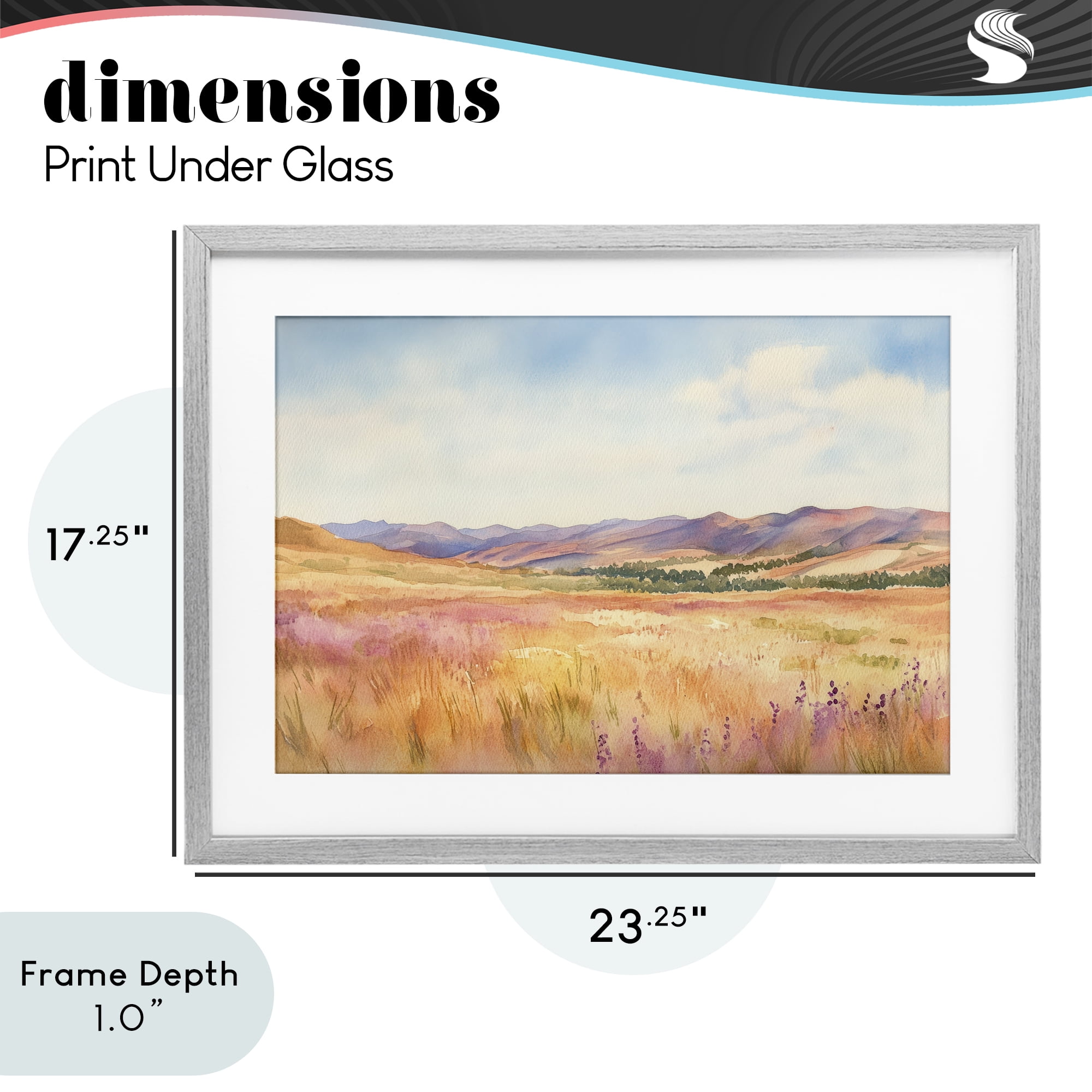 Stupell Industries Pastel Valley Panorama Gray Framed Print Under Glass, design by Petal Prints Design