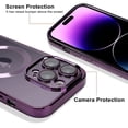 thumbnail image 3 of Funda para teléfono hecha para iPhone 15 Pro Max (6,7 pulgadas) con protector de lente de cámara, antiarañazos, a prueba de golpes, galvanizada, delgada, para mujeres y hombres, color morado, 3 of 4
