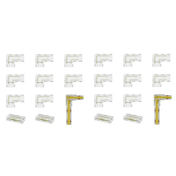 8mm Connector 16Pc L-Shaped/Corner Connector,4Pc Gapless Connectors for COB LED Strip Lights,NOT 10mm Tape Lights