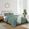 thumbnail image 2 of Sweet Jojo Designs Boho Floral Wildflower Blue and Orange Girl Queen Duvet Cover Bedding Set 3 Piece, 2 of 6