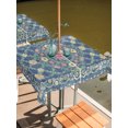 thumbnail image 3 of Square Outdoor Tablecloth with Umbrella Hole Bohemia Floral Outside Table Cloth Waterproof Patio Table Cover Watercolor Flowers Ethnic Retro Blue Zipper Tablecloths for Picnic Camping 60x60 Inch, 3 of 8