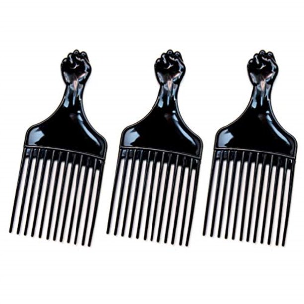 luxxii (3 pack) 7" black afro pik lift hair comb detangle wig braid
