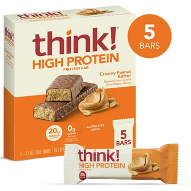 think! Creamy Peanut Butter High Protein Bars, Gluten Free, 5 count, 10.5 oz