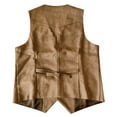 thumbnail image 2 of Bcfgryg Mens Gentlemens Plays Suede Retro V Neck Solid Color Pocket Button Leather Vest Vest Men's Vest, 2 of 4