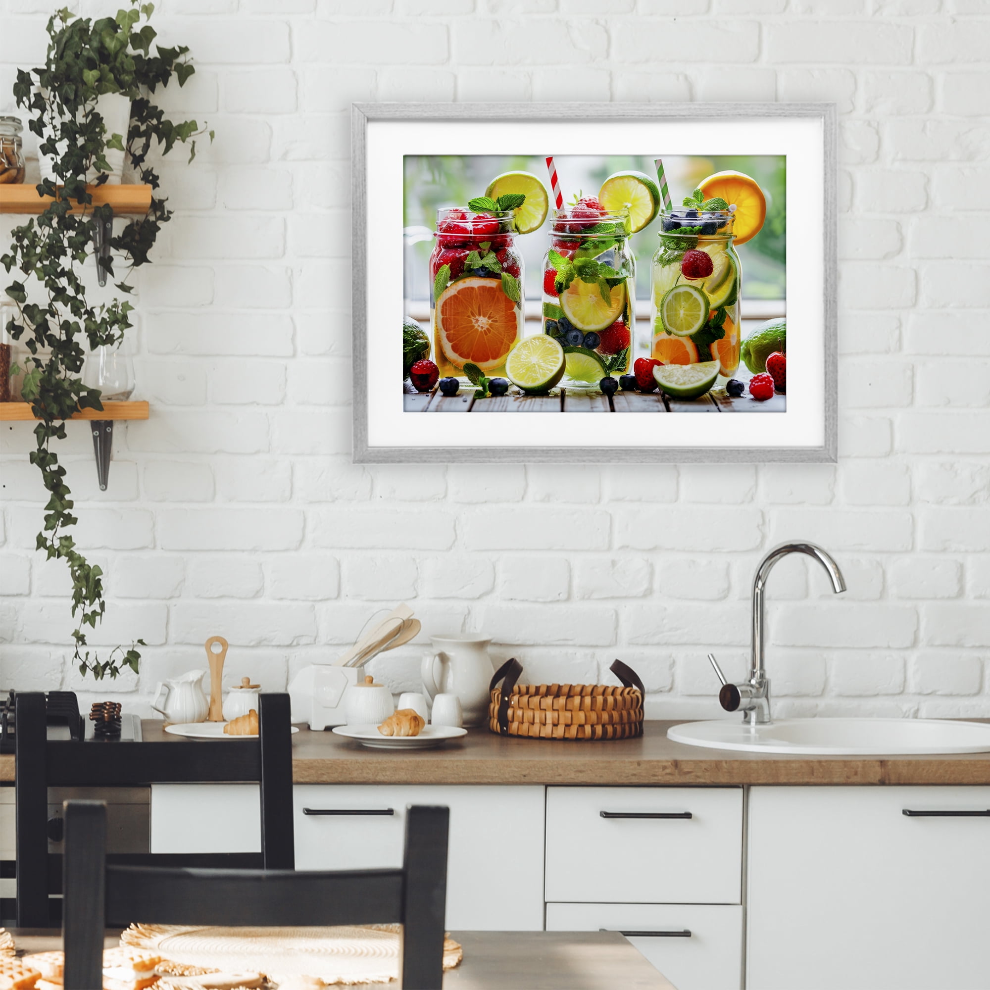 Stupell Industries Vibrant Citrus & Berry Infusion Gray Framed Print Under Glass, design by Lazar Studio