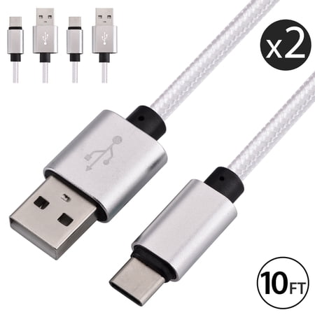 2x 10FT USB Type C Cable Fast Charging Cable USB-C Type-C 3.1 Data Sync Charger Cable Cord For Samsung Galaxy S9 S9+ Galaxy S8 S8 Plus Nexus 5X 6P OnePlus 2 3 LG G5 G6 V20 HTC M10 Google Pixel XL price history on PriceWatchPro