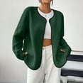 thumbnail image 5 of Zedker Casual Solid Color Women'S Long Sleeve Cardigan Jackets with Soft Fleece Outside, Comfortable Loose Short Outerwears for Winter,Green,L, 5 of 5