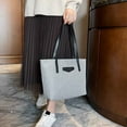 thumbnail image 2 of Stylago Fashion Tote Bag for Women Canvas Shoulder Purse with Leather Strap Ladies Work Shopping Travel Medium Handbags Grey, 2 of 5