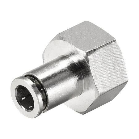 Push to Connect Tubing Fittings 8mm Tubing OD x 1/2 PT Female Straight Pneumatic Connector Silver Tone