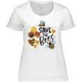 thumbnail image 3 of Inktastic Save the Bees Cute Bees and Hearts Women's Plus Size T-Shirt, 3 of 5