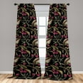 thumbnail image 2 of Tropical Window Curtains, Exotic Leaves with Pink Flowers Pattern Art on Monochrome Back, Lightweight Decor 2-Panel Set with Rod Pocket, Pair of - 28"x95", Raspberry and Olive Green, by Ambesonne, 2 of 3