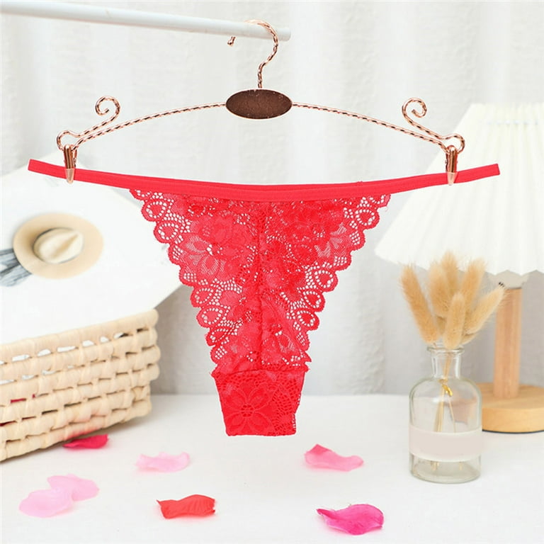 5pcs New Women's Lace Crotchless Underwear Thongs Lingerie G-string Floral  Brief