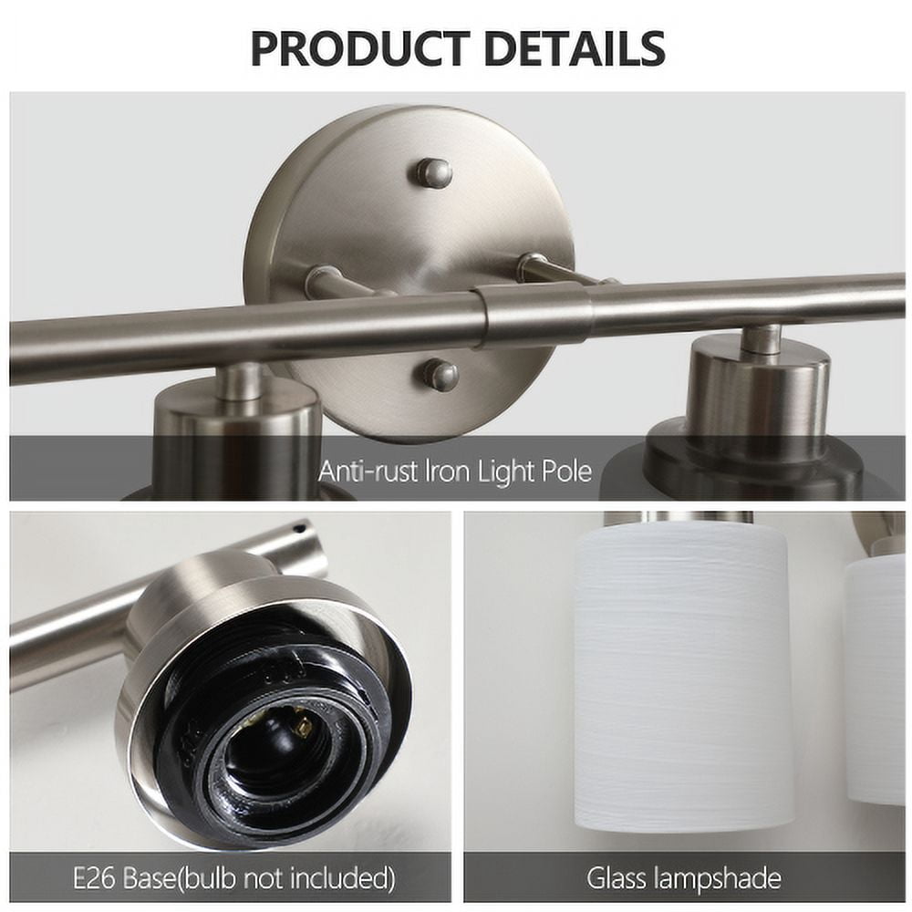 ACE-LIGHTS,Modern 6-Lights Vanity Bathroom Mirror Light with Frosted White Glass(Bulbs Not Included),Contemporary Wall Sconce for Bathroom,Dressing Room,Bedroom,Living Room(Brushed Nickel)