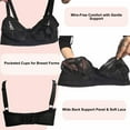 thumbnail image 2 of BIMEI Women’s Pocketed Mastectomy Bra with Lace | Sheer Pocket Bra for Breast Forms | Post-Surgery Prosthesis Bra | Wire-Free Support, Silicone Breast Form Holder,Black,36G, 2 of 3