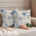thumbnail image 6 of Outdoor Pillow Covers 20x20 Set of 2, Blue Beige Coastal Waterproof Patio Throw Pillow Covers for Couch Sofa Chair, Summer Beach Starfish Coral Nautical Rustic Pillowcases for Throw Pillows, 6 of 9